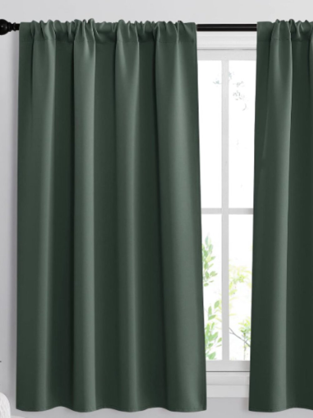 RYB HOME Small Window Blackout Curtains 42"W x 45"L (Pack of 2) in Dark Green